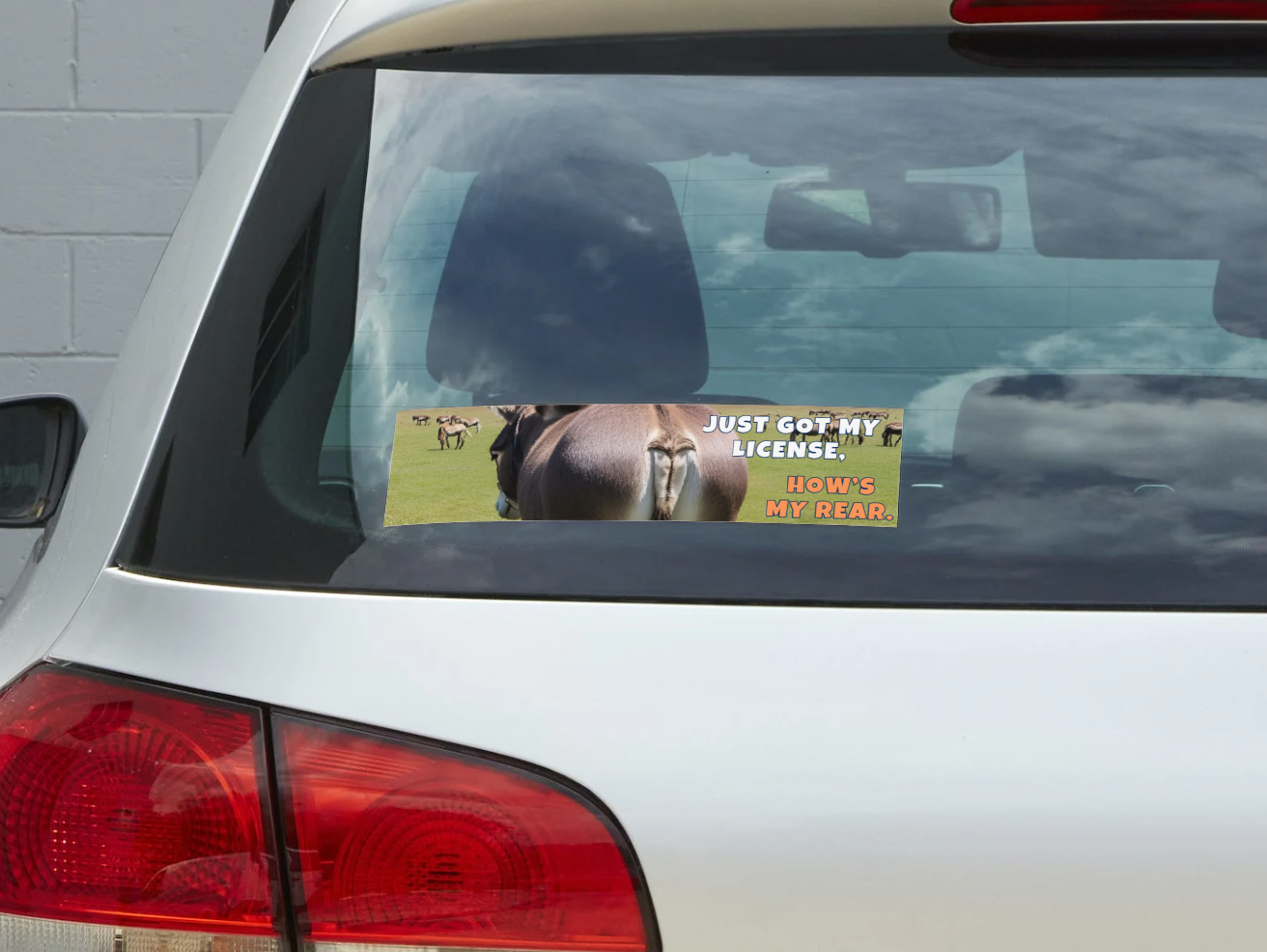 Funny New Driver Bumper Sticker 7 – "Just Got My License, How's My Rear?" – Teen Driver Gift, Car Decal, Graduation Humor Sticker