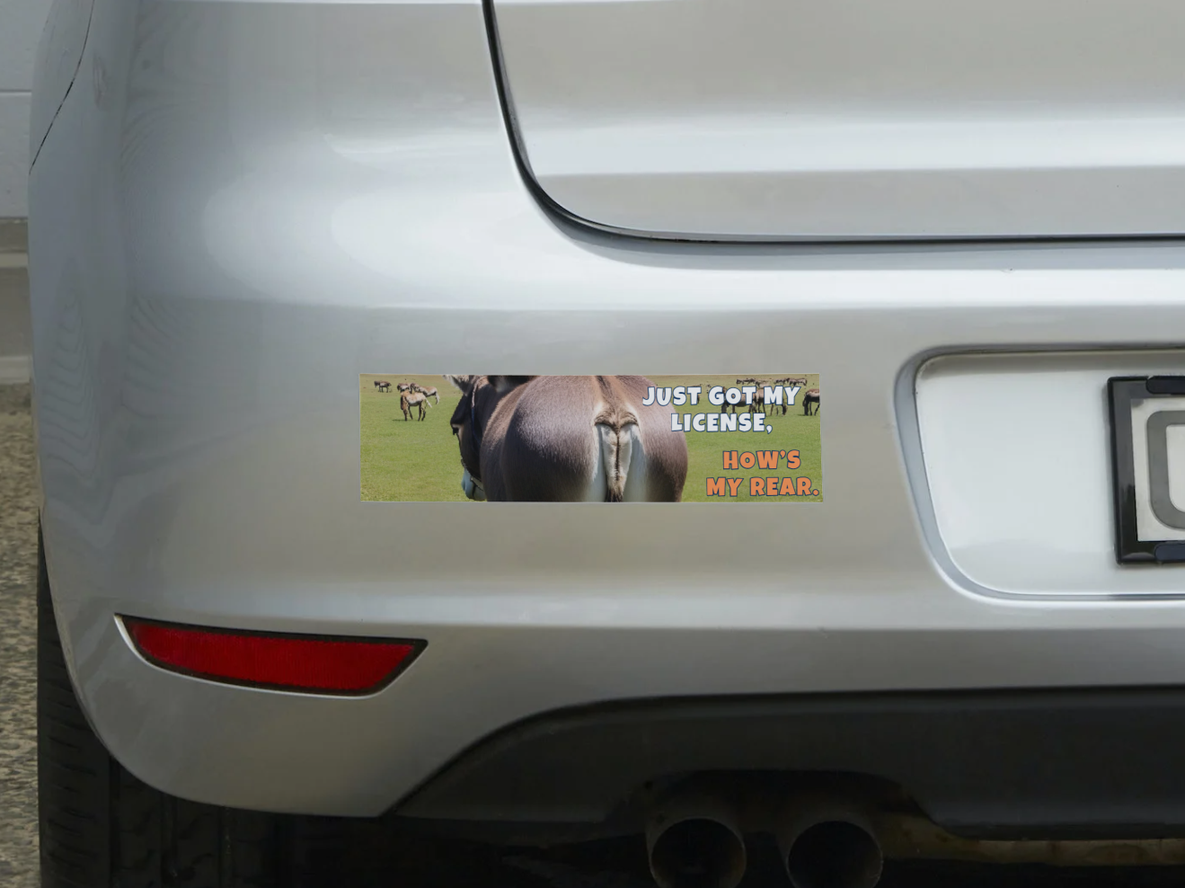 Funny New Driver Bumper Sticker 7 – "Just Got My License, How's My Rear?" – Teen Driver Gift, Car Decal, Graduation Humor Sticker