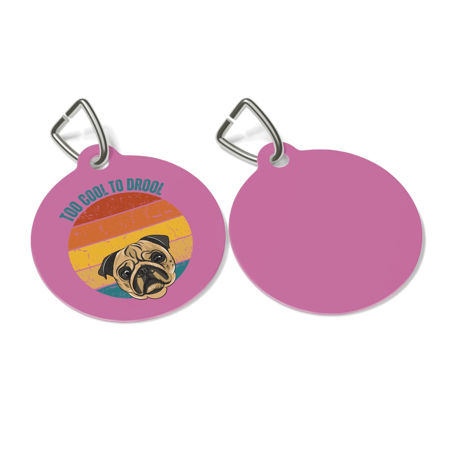 Retro Pet Tag - 'Too Cool to Drool' - Fun Dog ID Tag for Pet Lovers