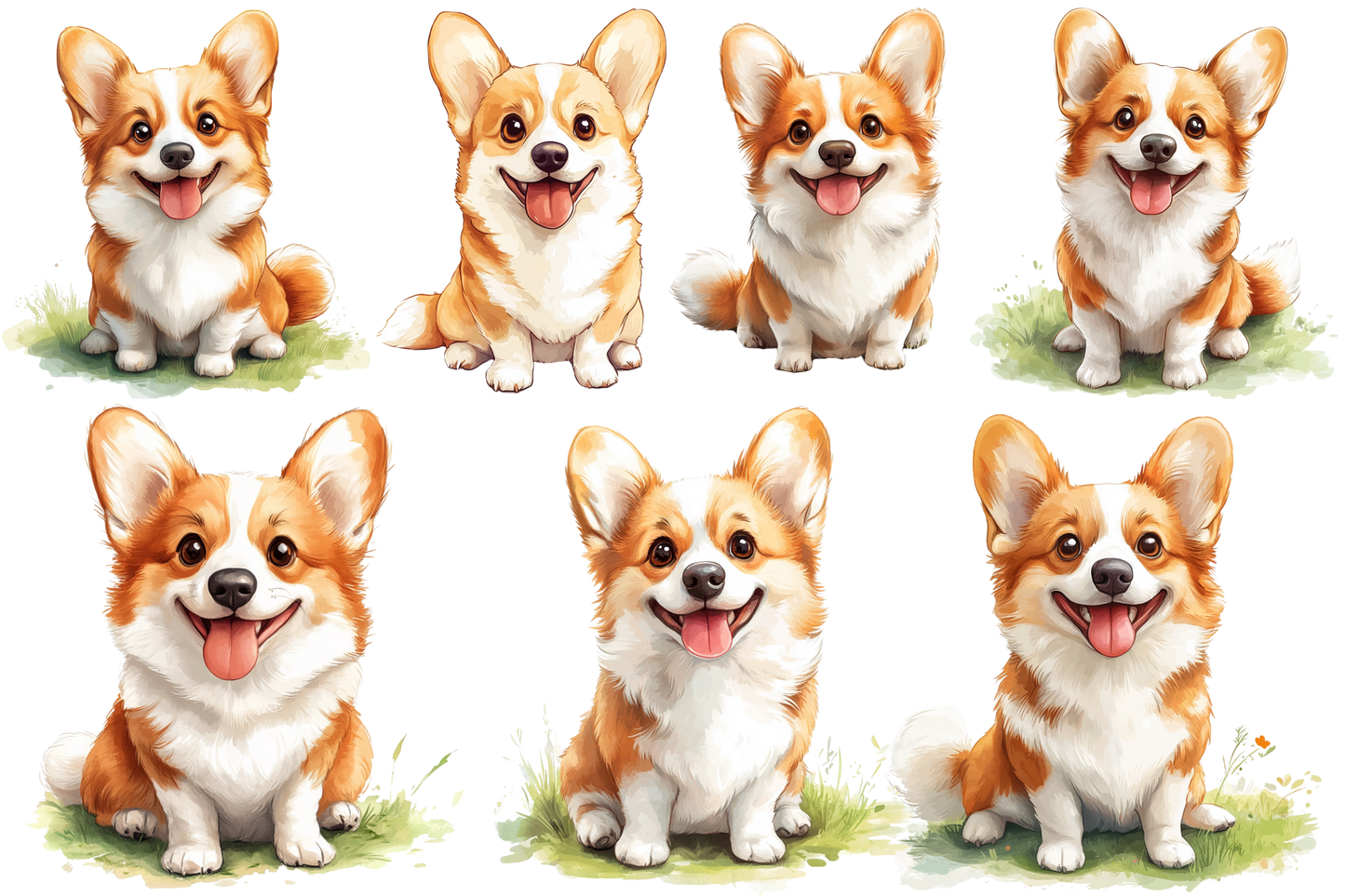 Printable Dog Wall Art Bundle | Set of 5x7 Dog Breeds | Pomeranian, German Shepherd, Shih Tzu, Corgi, Yorkshire Terrier.