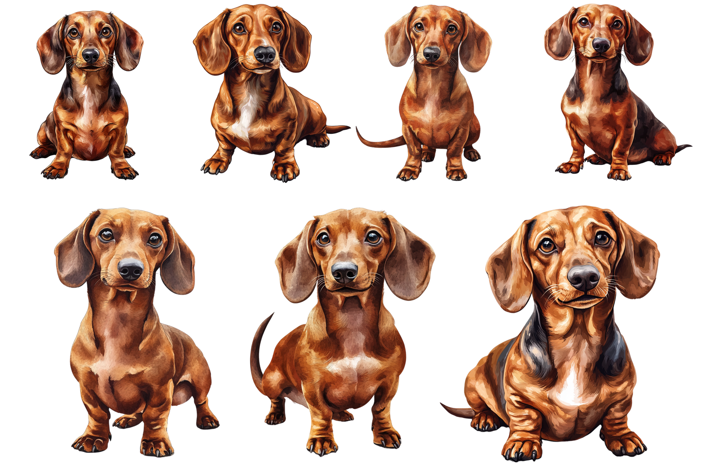 Printable Dog Wall Art Bundle | Set of 5x7 Dog Breeds | Golden Retriever, French Bulldog, Labrador, Poodle, Dachshund.