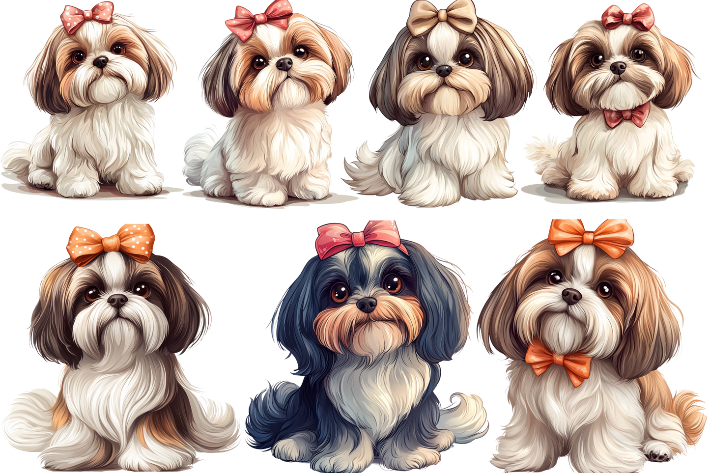 Printable Dog Wall Art Bundle | Set of 5x7 Dog Breeds | Pomeranian, German Shepherd, Shih Tzu, Corgi, Yorkshire Terrier.
